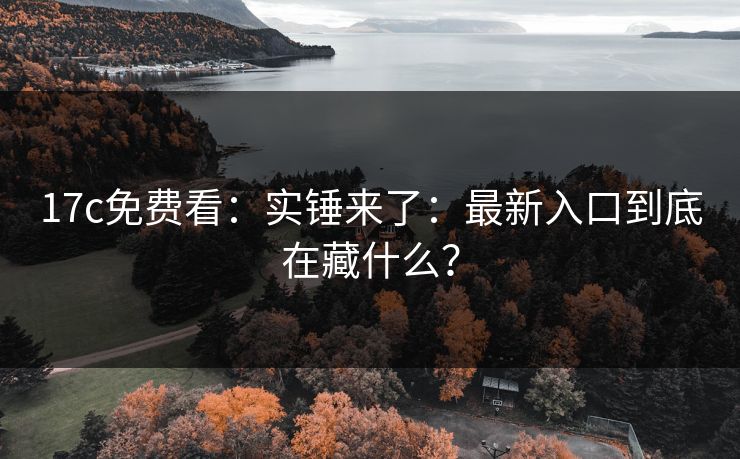 17c免费看：实锤来了：最新入口到底在藏什么？